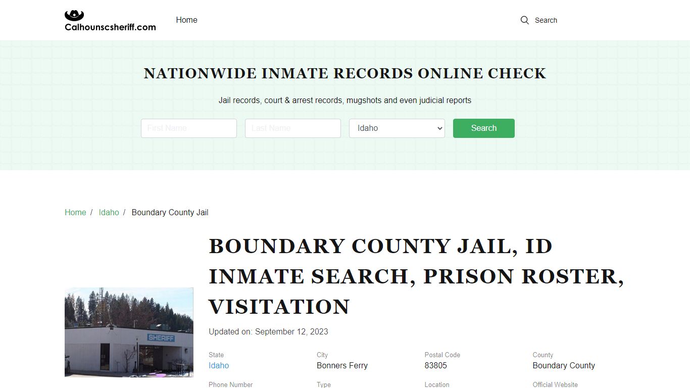 Boundary County Jail, ID Inmate Search, Prison Roster, Visitation